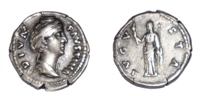 Lot 3x Diva Faustina denarius coins, all circa 147 AD