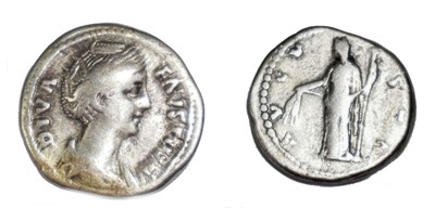 Lot 3x Diva Faustina denarius coins, all circa 147 AD