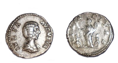 Lot 2x Julia Domna denarius coins, including 198...