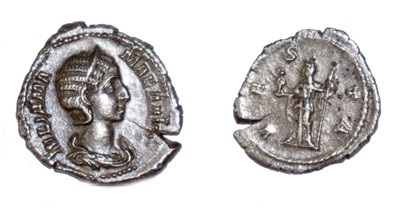 Lot 2x Julia Mamaea denarius coins, 226 AD and 232...
