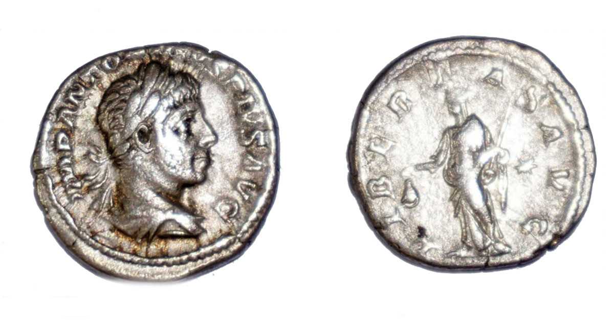 Lot 4x Elagabalus denarius coins, from 218 AD to...
