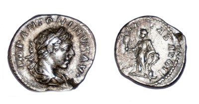 Lot 4x Elagabalus denarius coins, from 218 AD to...