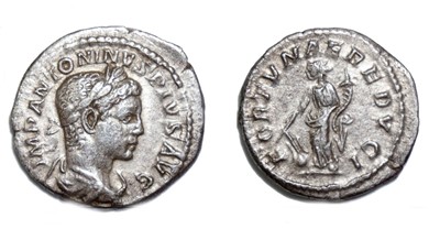 Lot 4x Elagabalus denarius coins, from 218 AD to...