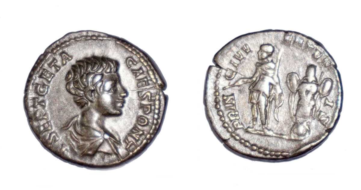 Lot Group of coins including a Geta denarius,...