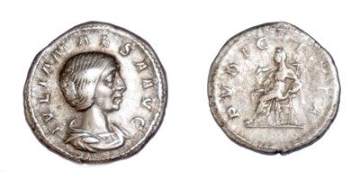 Lot Group of coins including a Geta denarius,...