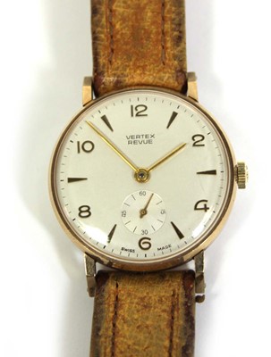 Lot 487 - A gentleman's 9ct yellow gold Revue wristwatch...