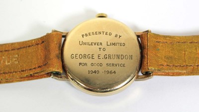Lot 487 - A gentleman's 9ct yellow gold Revue wristwatch...