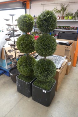 Lot 2003 - Pair of artificial 3 section topiary ball...