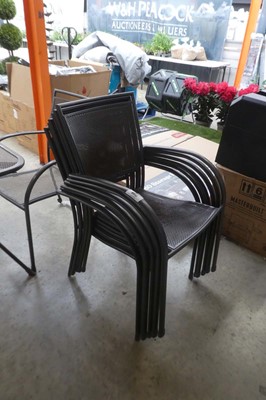 Lot 2008 - Set of 6 grey metal mesh frame garden armchairs