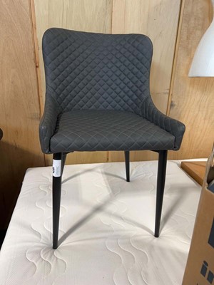 Lot 1024 - Grey diamond stitch upholstered dining chair...