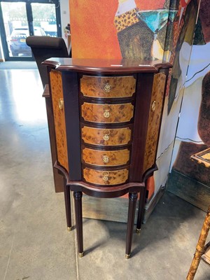 Lot 1033 - Mahogany and burr walnut finish multi drawer...