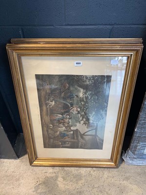 Lot 1060 - 2 gilt framed tinted etchings, 'Return from...