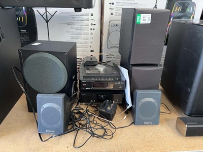 Lot 1418 - Hitachi sound system with 3 Creative computer...