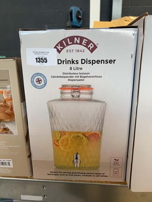 Lot 1355 - 2 x boxed Kilner glass drinks dispensers