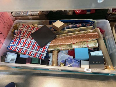 Lot 1473 - Crate containing wrapping paper, empty...