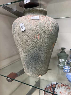 Lot 328 - A rustic rough glazed terracotta vase