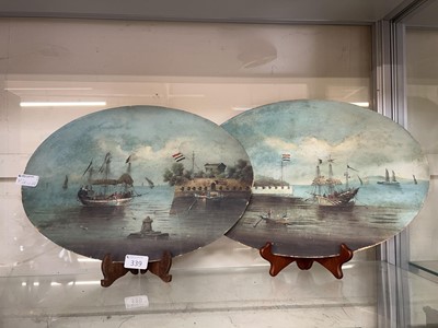 Lot 339 - Two unframed oil on card paintings depicting...