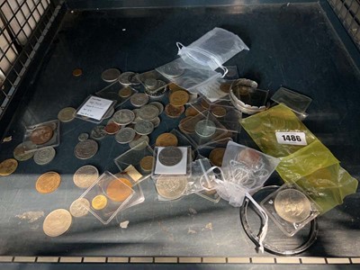 Lot 1486 - Cage containing assorted coins and costume...