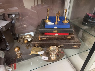 Lot 364 - An assortment of metalware including candle...