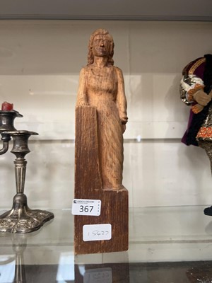 Lot 367 - A carved wooden statue of lady