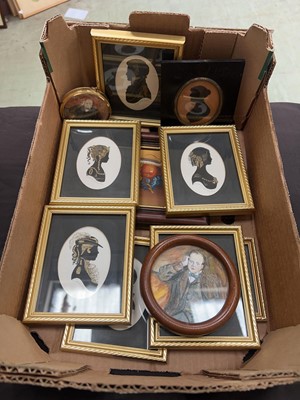 Lot 375 - A carton of assorted silhouettes and small...