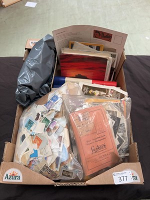 Lot 377 - Assorted stamps, postcards, book marks etc.