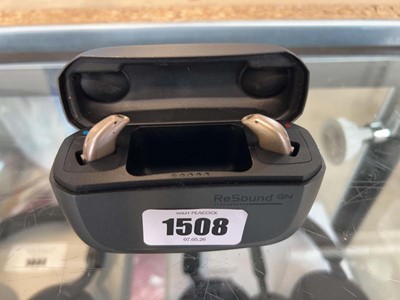 Lot 1508 - Pair of Oticon More-1 gold hearing aids and...