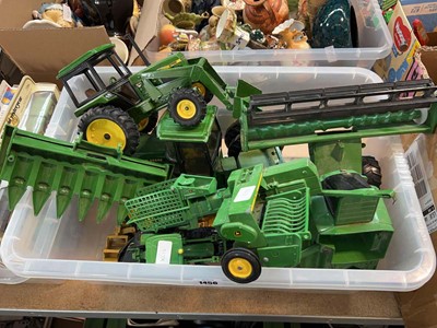 Lot 1456 - Crate of toy vehicles incl. John Deere farm...