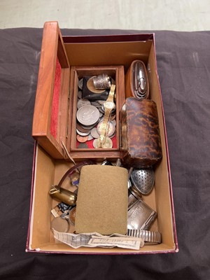 Lot 398 - A box of assorted goods to include watches,...