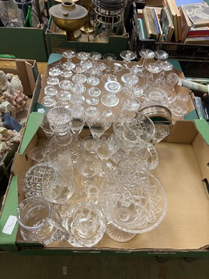 Lot 411 - Two trays of assorted glassware to include...