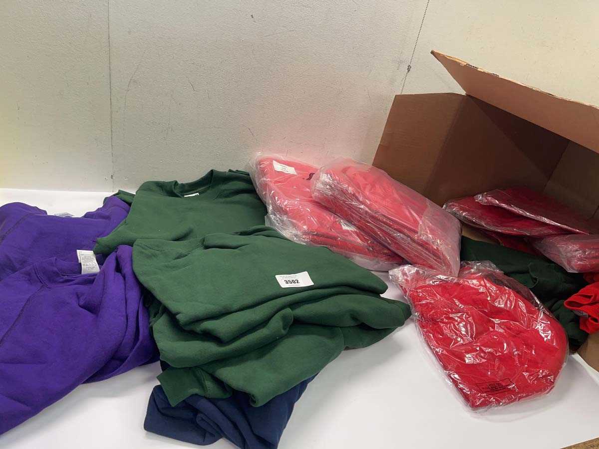 Lot Box of assorted size and colour sweatshirts