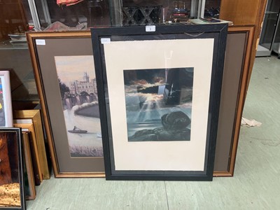 Lot 3 - A framed and glazed print of castle scene...