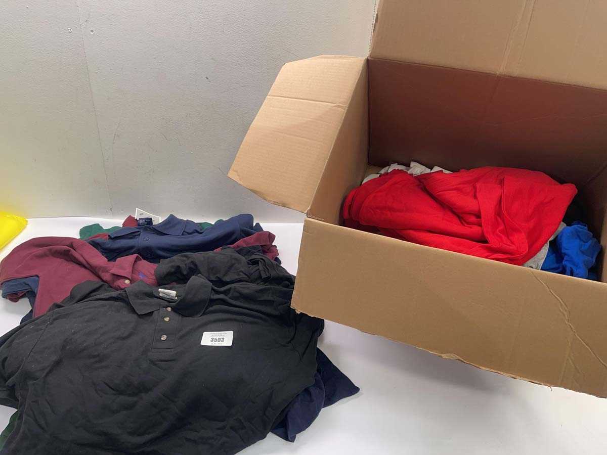 Lot Box of assorted size and colour polo shirts