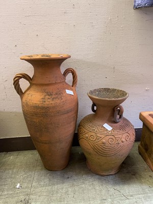 Lot 23 - Two terracotta garden amphora, one with...