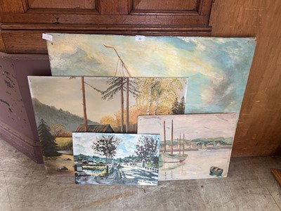 Lot 33 - Four unframed oil on board artworks depicting...