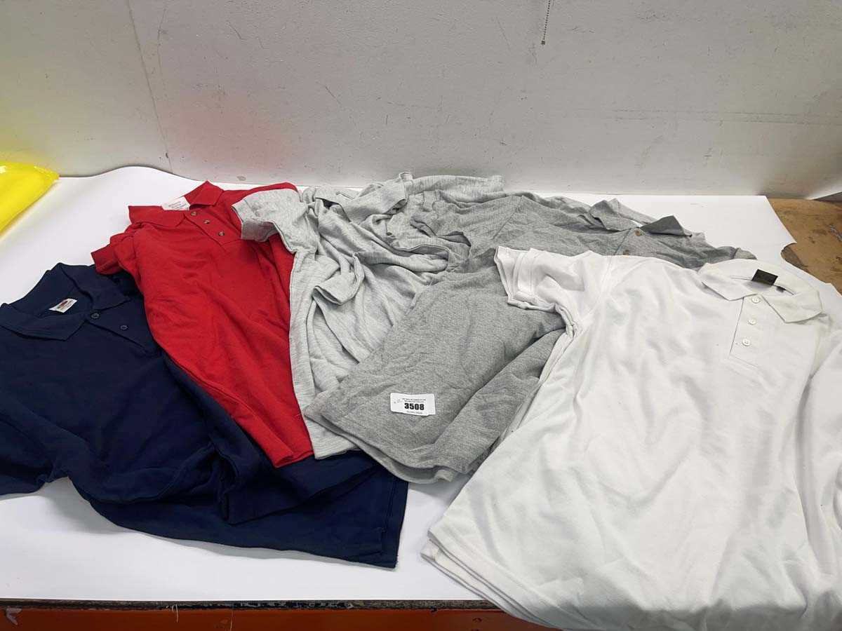 Lot 2 boxes of assorted size and colour polo shirts