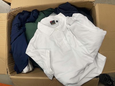 Lot 2 boxes of assorted size and colour polo shirts