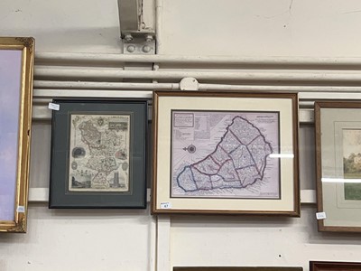 Lot 47 - A framed and glazed map print of Derbyshire...