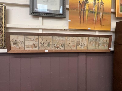Lot 62 - A framed and glazed display of eight comical...
