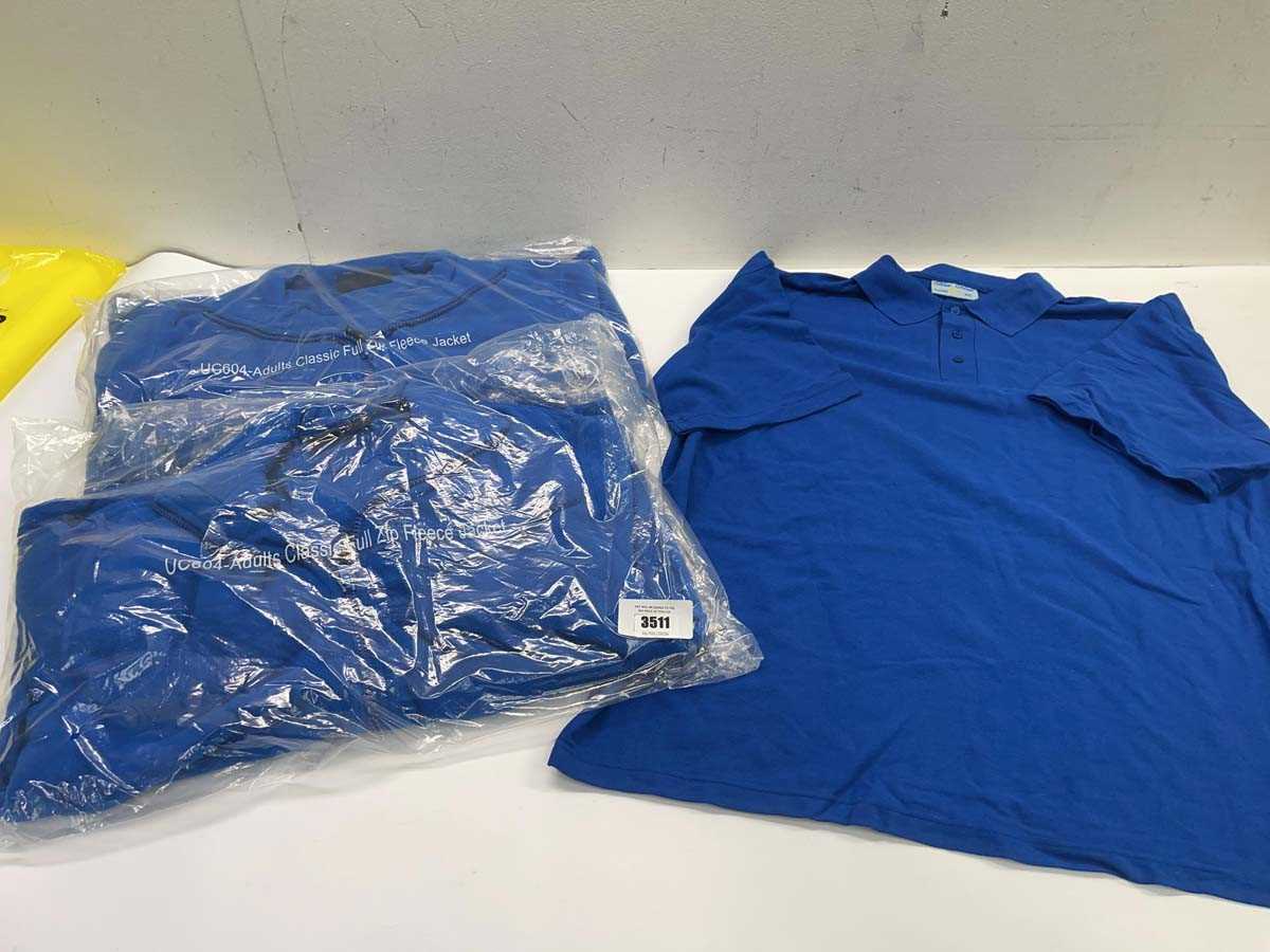 Lot Box of zip fleece jackets and polo shirts
