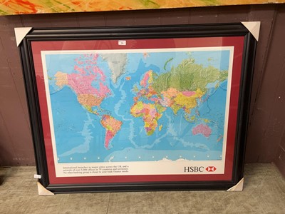 Lot 74 - A framed and glazed HSBC branded map of the world