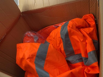 Lot Box of Hi Viz jackets, polo shirts etc