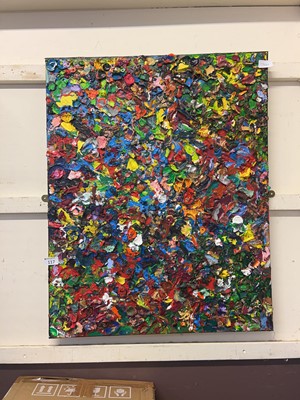 Lot 117 - An unframed textured abstract oil on canvas