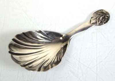 Lot 306 - A silver caddy spoon with shell bowl, Exeter...