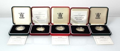 Lot 341 - Five Royal Mint silver proof £2 coins: 1995...