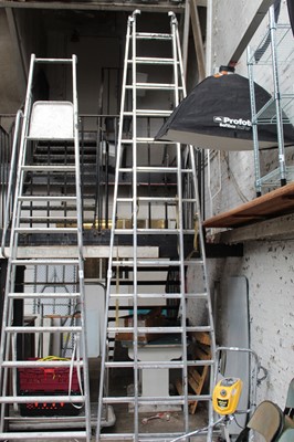 Lot 258 - Large 14 step folding aluminium ladder