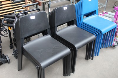 Lot 267 - Set of 8 black plastic and metal stacking chairs