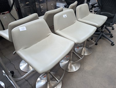 Lot 301 - Set of six grey leatherette bar stools