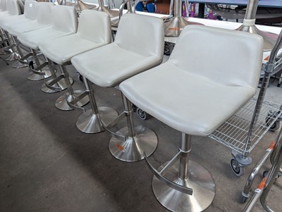 Lot 303 - Set of six grey leatherette bar stools