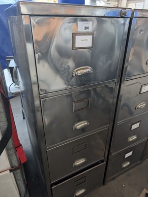Lot 314 - 47cm brushed steel 4 drawer filing cabinet